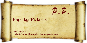 Papity Patrik névjegykártya